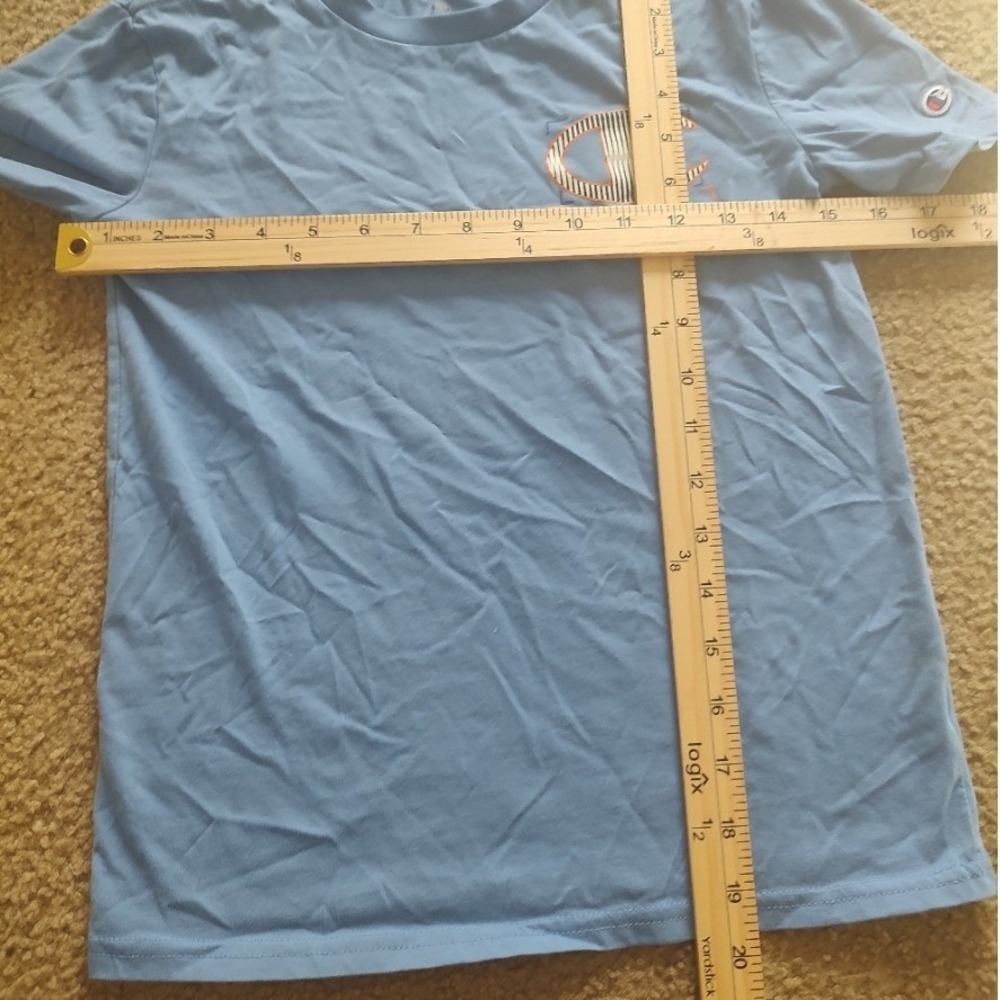 Champion Kids Blue T Shirt Size 8 S Short Sleeve Graphic Logo